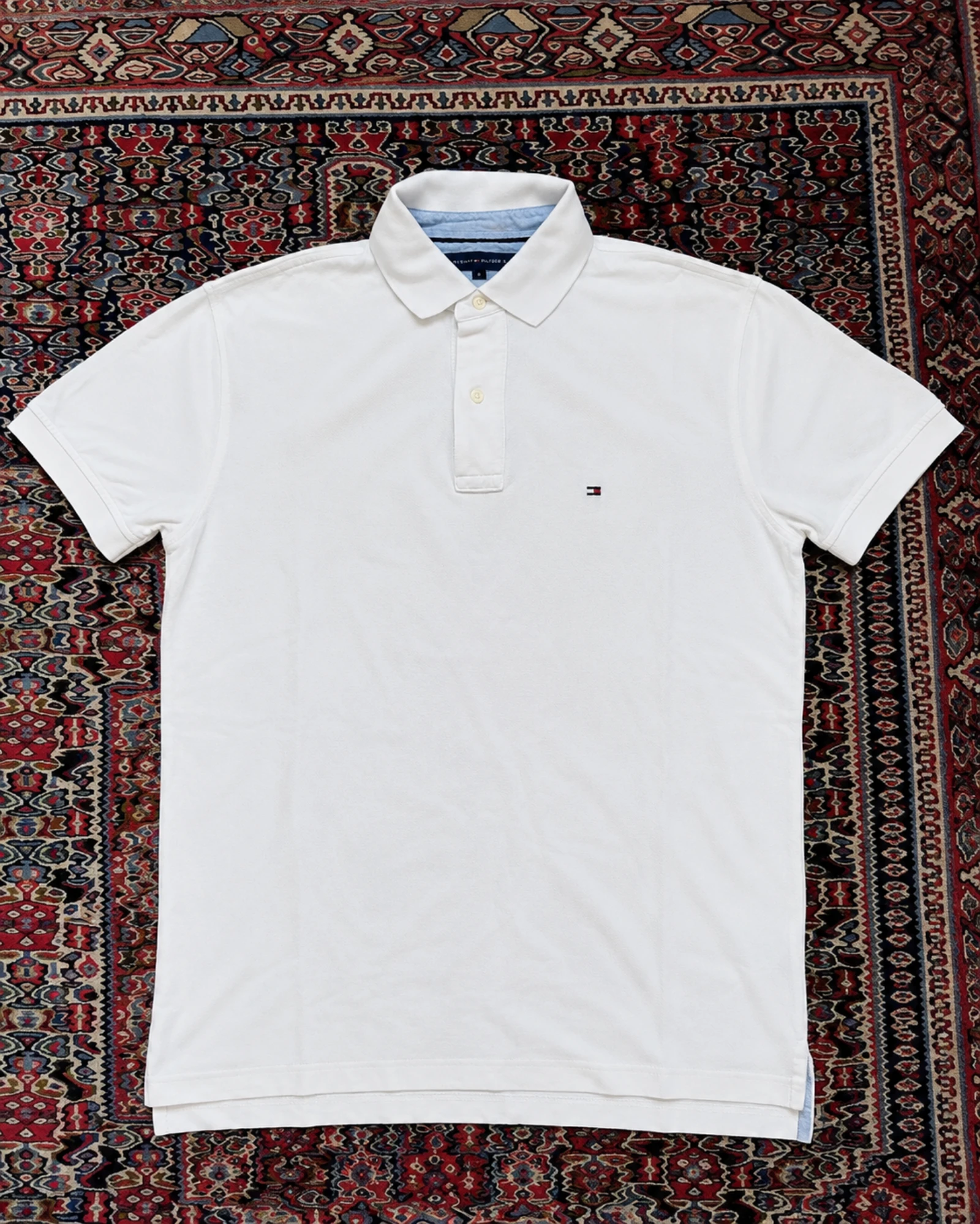 Tommy Hilfiger Polo Homme Blanc Taille M Logo Brodé Casual Old Money Preppy